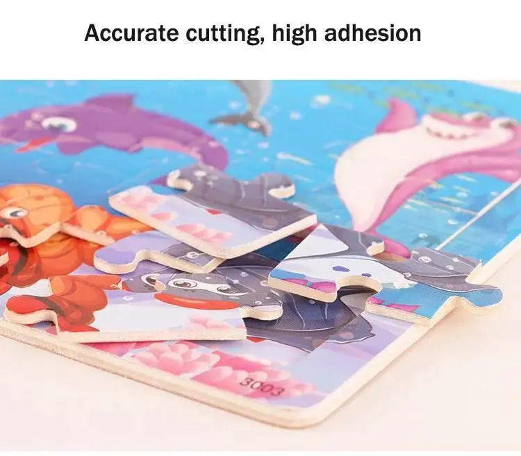  Economy 30 Piece Montessori 3D Cartoon Animal Wooden Puzzle For Kids Ages 3 To 6 -  ToylandEU™
