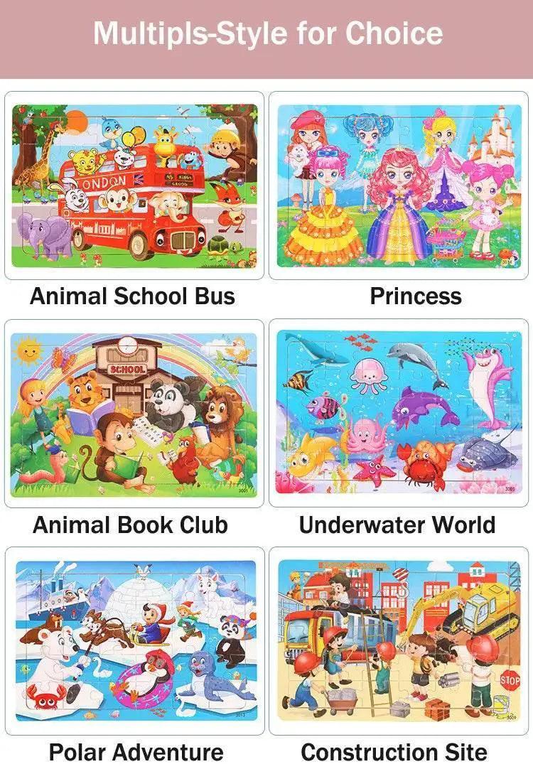  Economy 30 Piece Montessori 3D Cartoon Animal Wooden Puzzle For Kids Ages 3 To 6 -  ToylandEU™