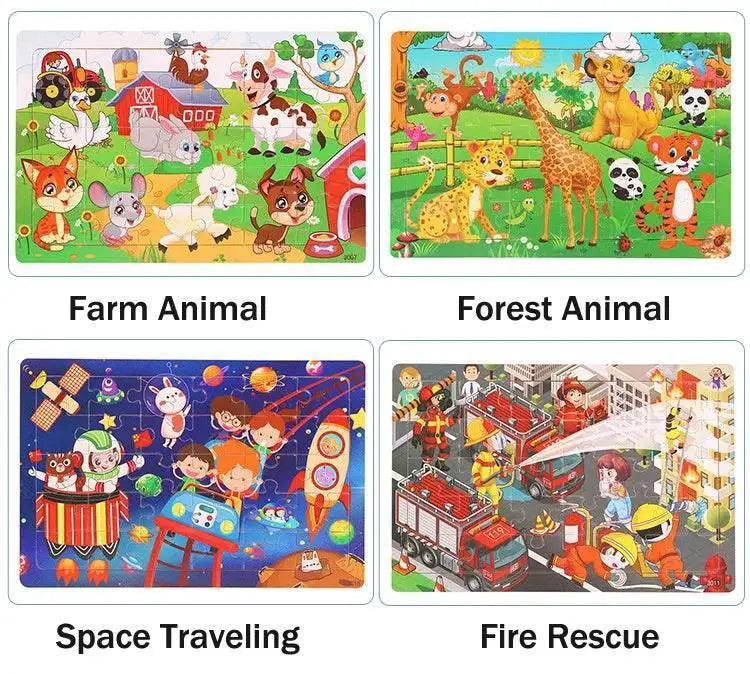  Economy 30 Piece Montessori 3D Cartoon Animal Wooden Puzzle For Kids Ages 3 To 6 -  ToylandEU™