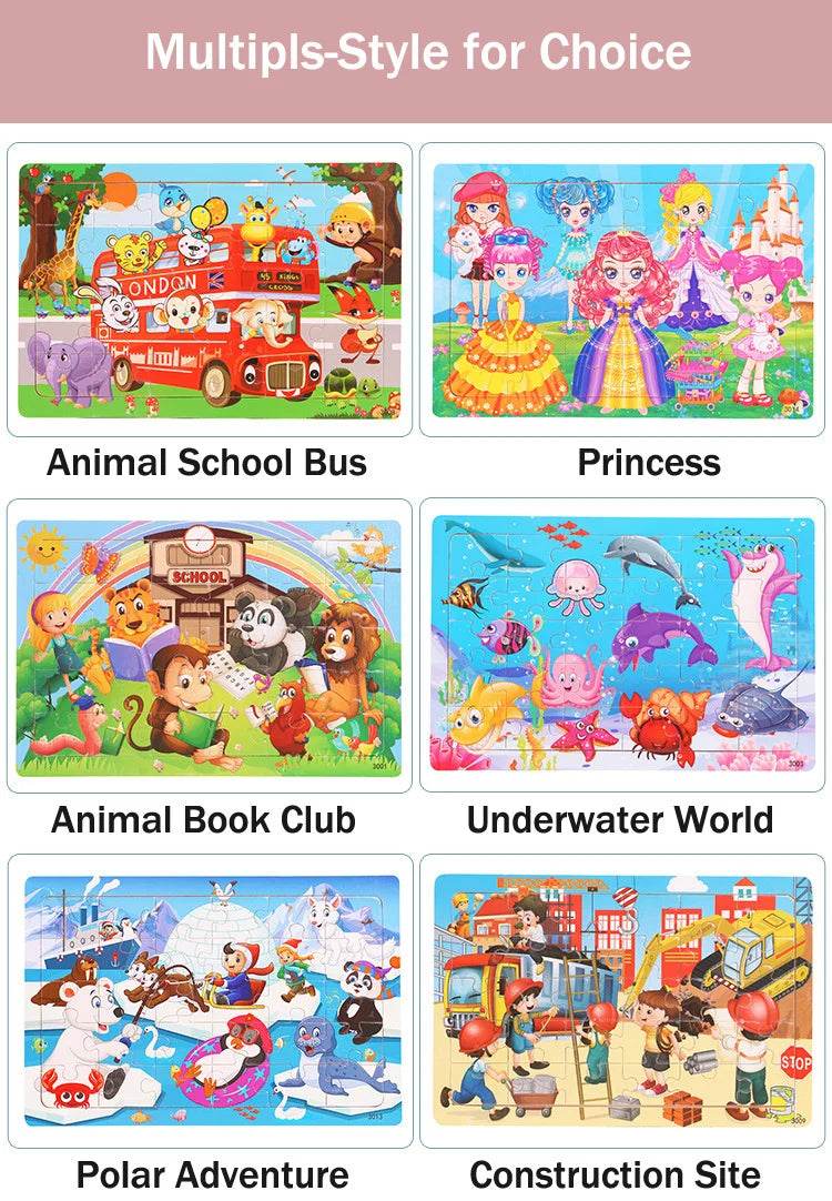 Economy 30piece Montessori 3D Puzzle Cartoon Animal Toys - ToylandEU