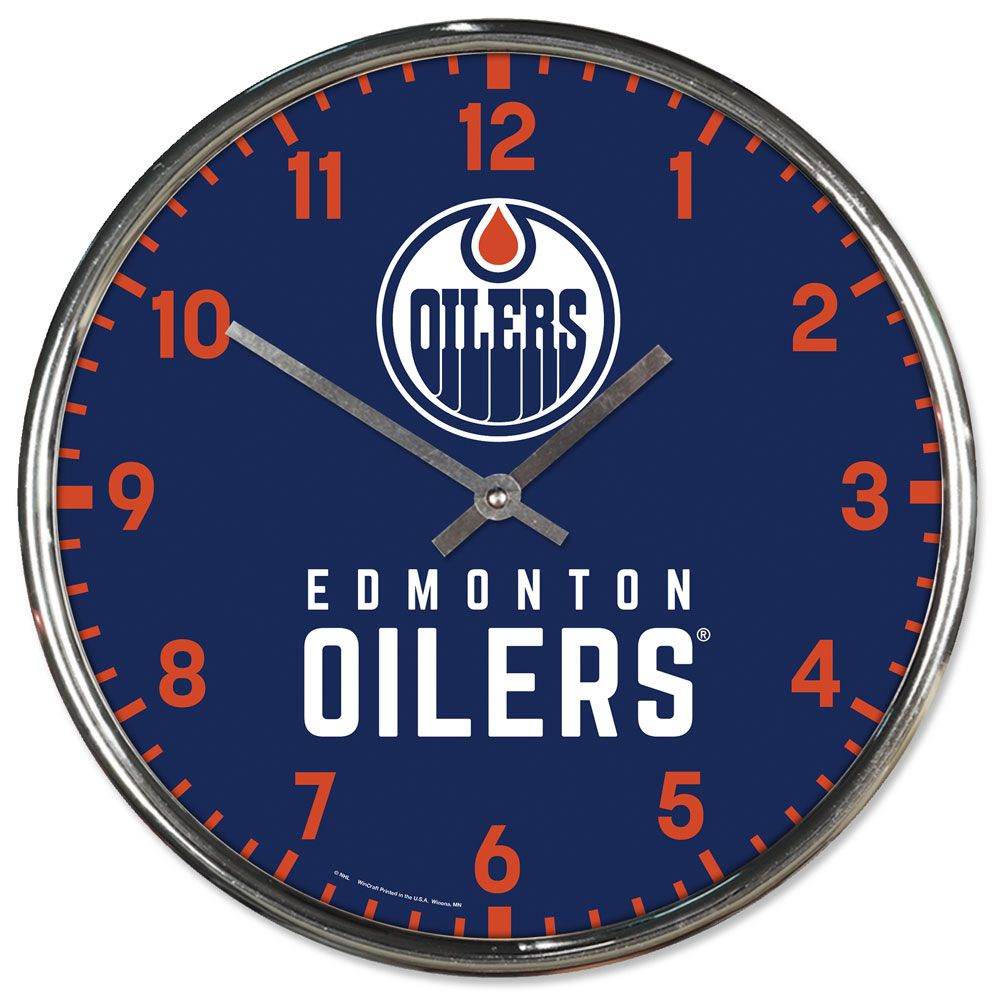Edmonton Oilers Chrome Round Wall Clock With Metal Hands - ToylandEU