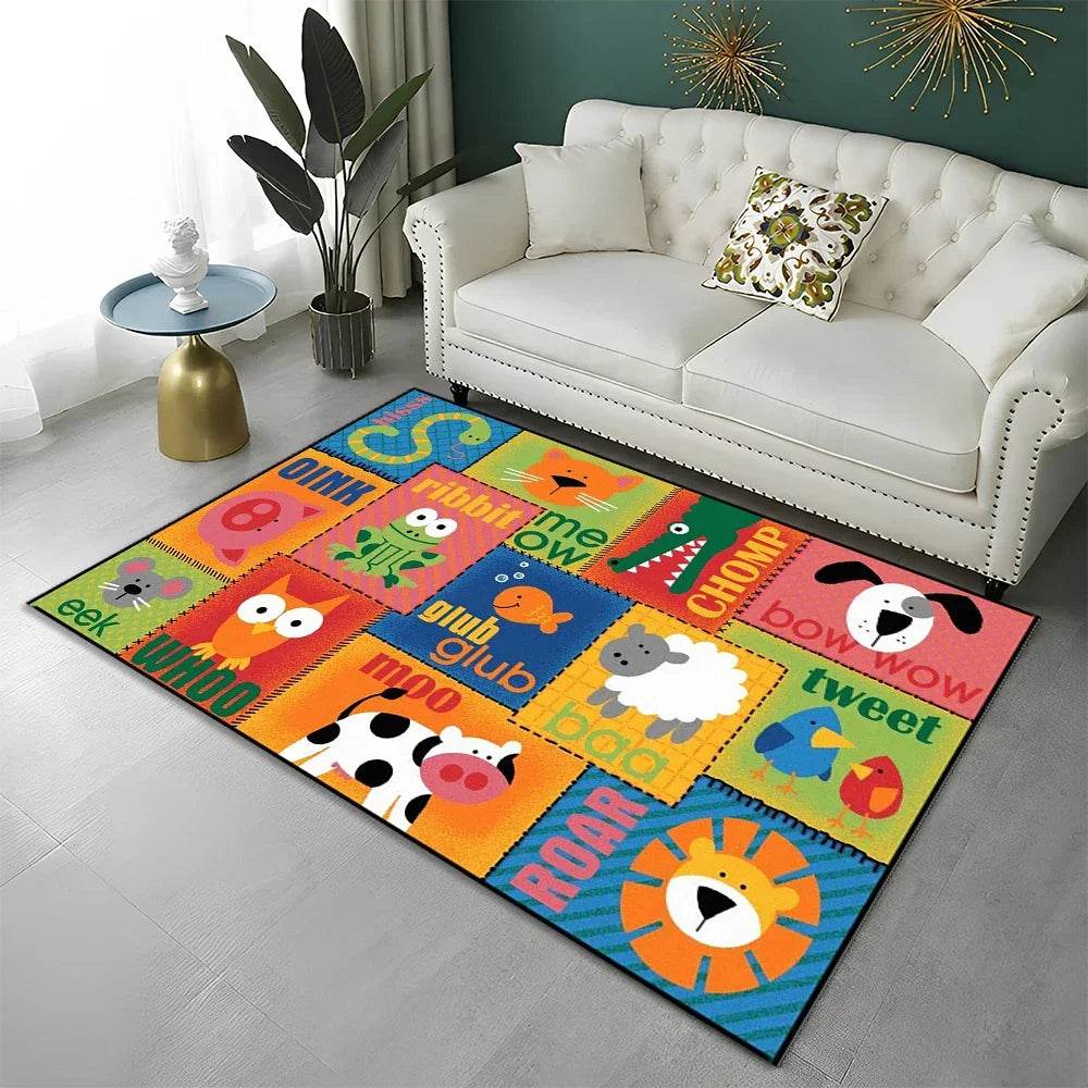 Educational Area Rug Cartoon Alphabet For Kids Playroom - ToylandEU