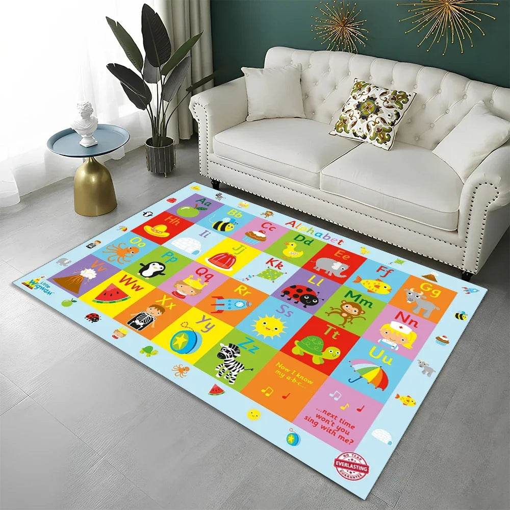 Educational Area Rug Cartoon Alphabet For Kids Playroom - ToylandEU