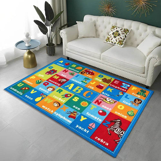 Educational Area Rug Cartoon Alphabet Non Slip Playroom - ToylandEU