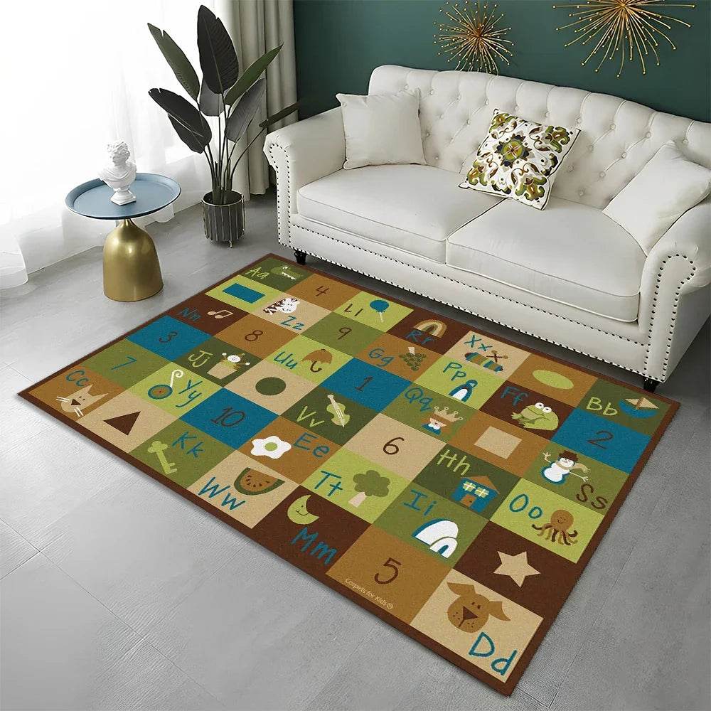 Educational Area Rug Cartoon Alphabet Non Slip Playroom - ToylandEU