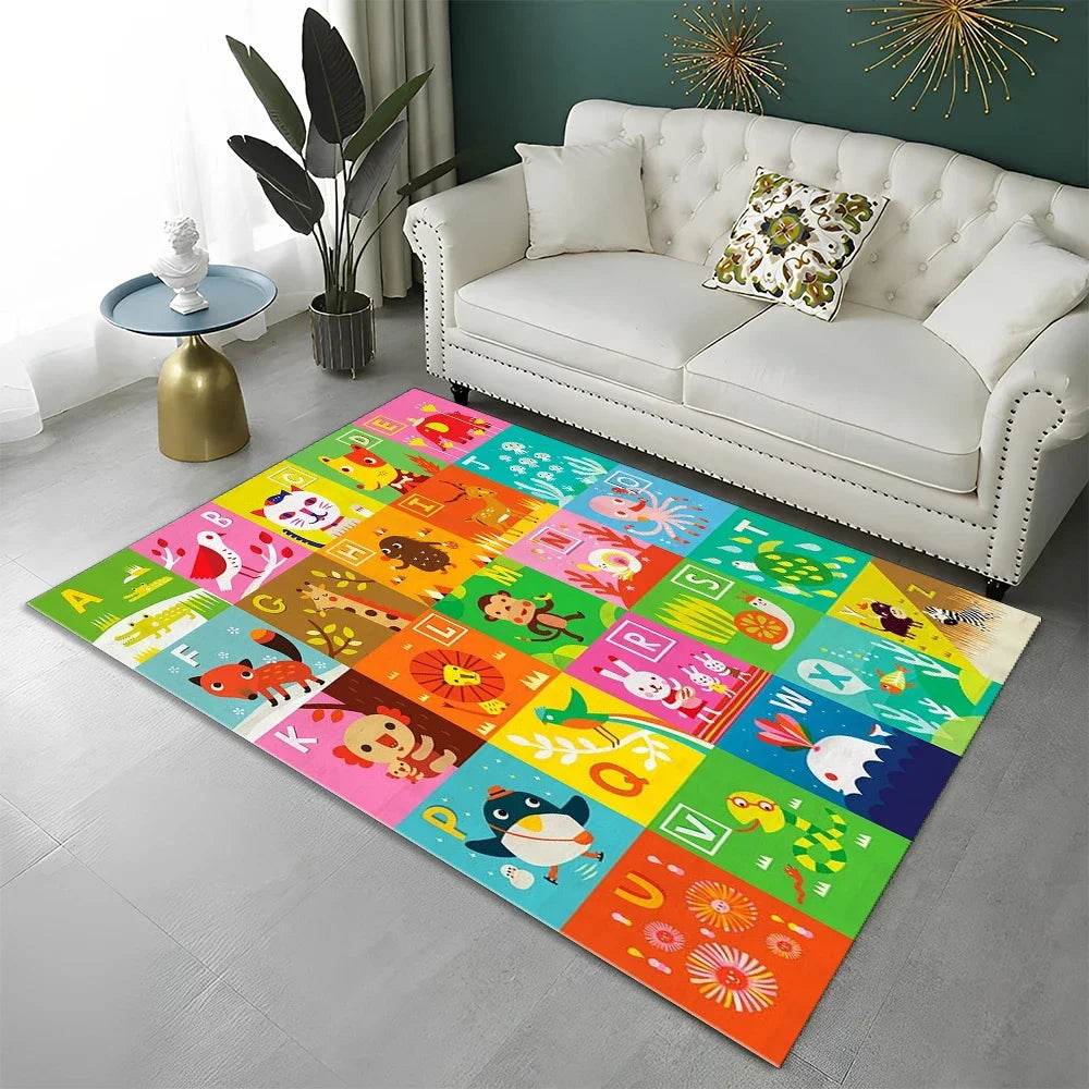 Educational Area Rug Cartoon Alphabet Non Slip Playroom - ToylandEU