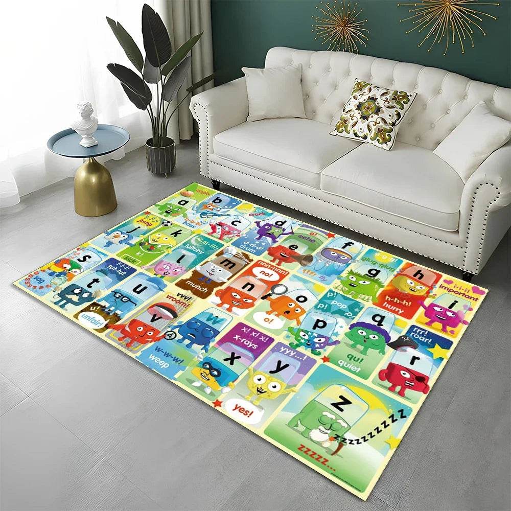 Educational Area Rug Cartoon Alphabet Non Slip Playroom - ToylandEU