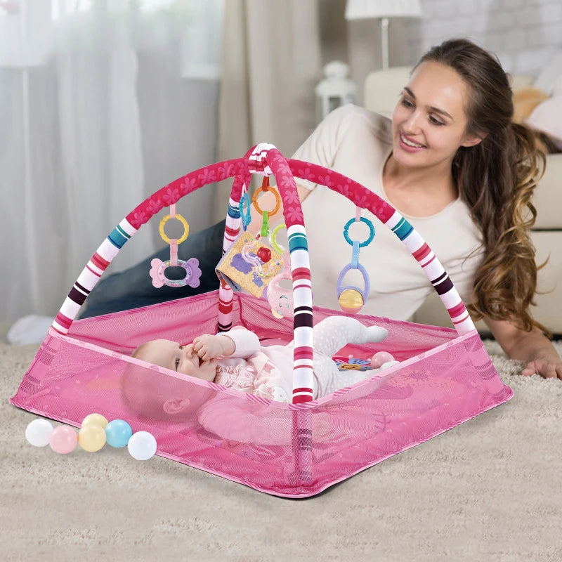 Educational Baby Play Mat With Fitness Frame Rack For Infant Crawling And Early Development - ToylandEU