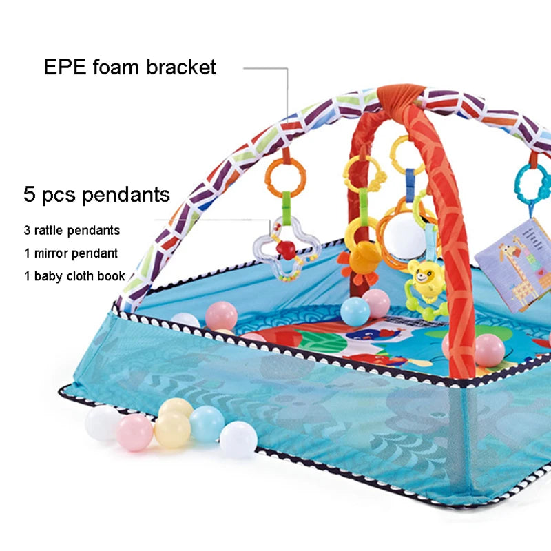 Educational Baby Play Mat With Fitness Frame Rack For Infant Crawling And Early Development - ToylandEU