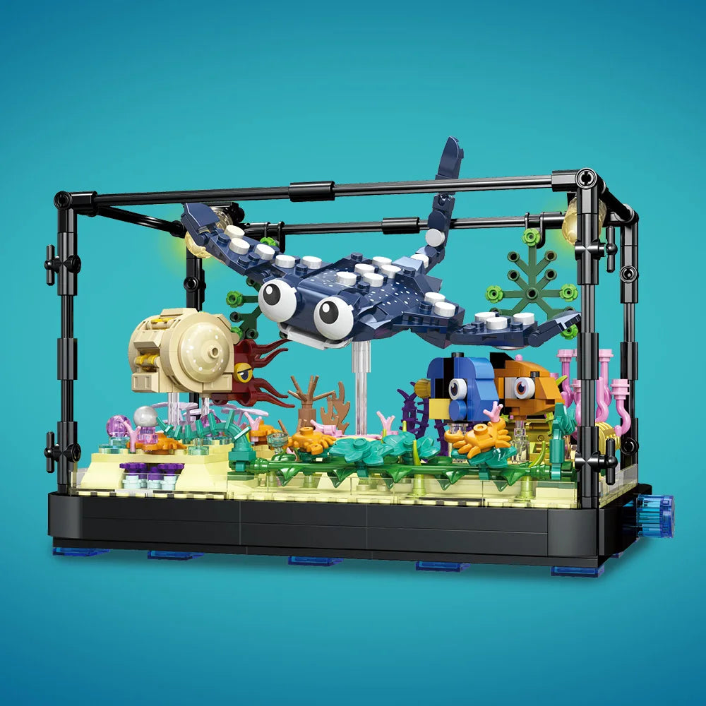 Educational Block Building Set With Lights Shark Eco Tank Marine Life For Kids 6 And Up - ToylandEU