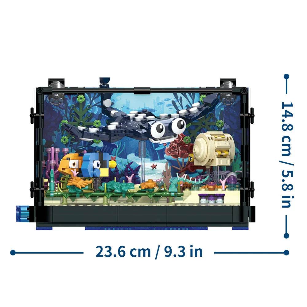 Educational Block Building Set With Lights Shark Eco Tank Marine Life For Kids 6 And Up - ToylandEU