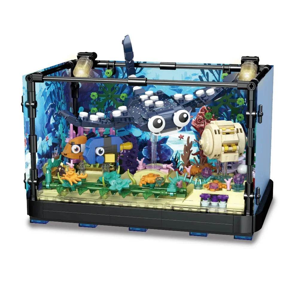 Educational Block Building Set With Lights Shark Eco Tank Marine Life For Kids 6 And Up - ToylandEU