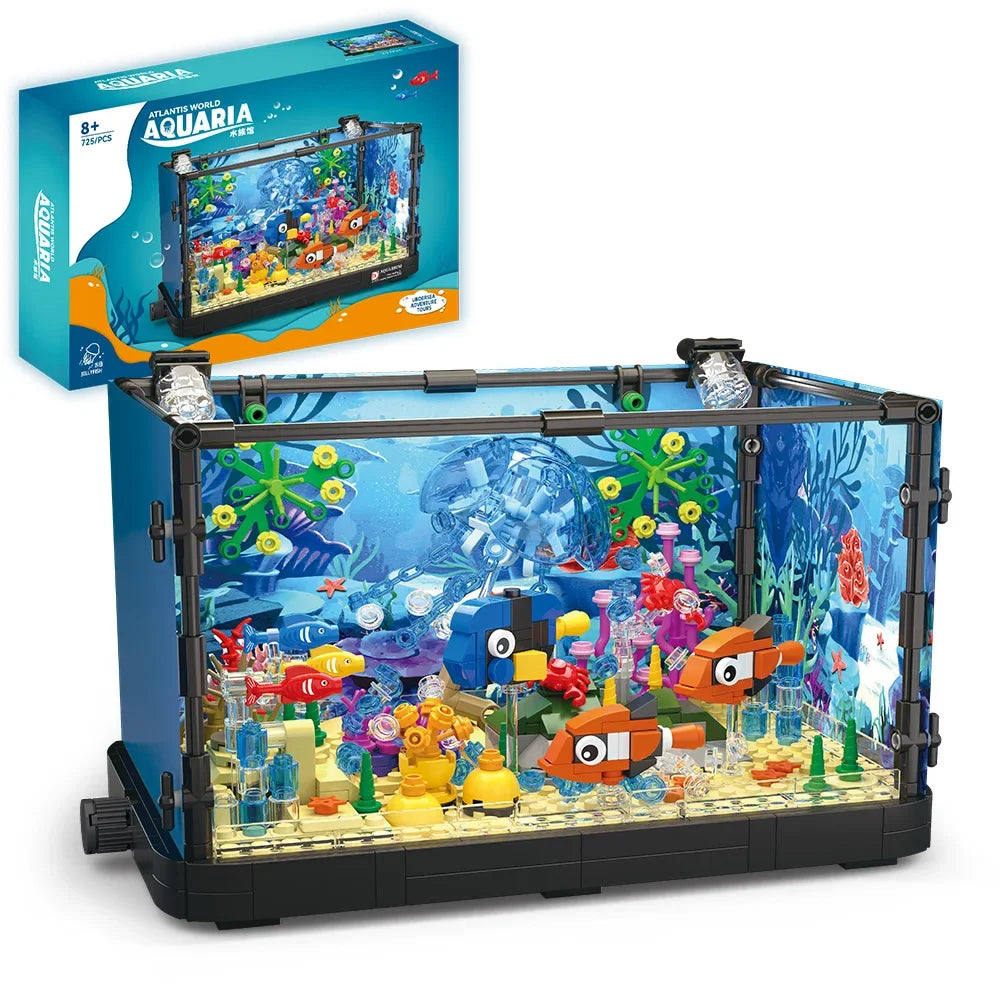 Educational Block Building Set With Lights Shark Eco Tank Marine Life For Kids 6 And Up - ToylandEU