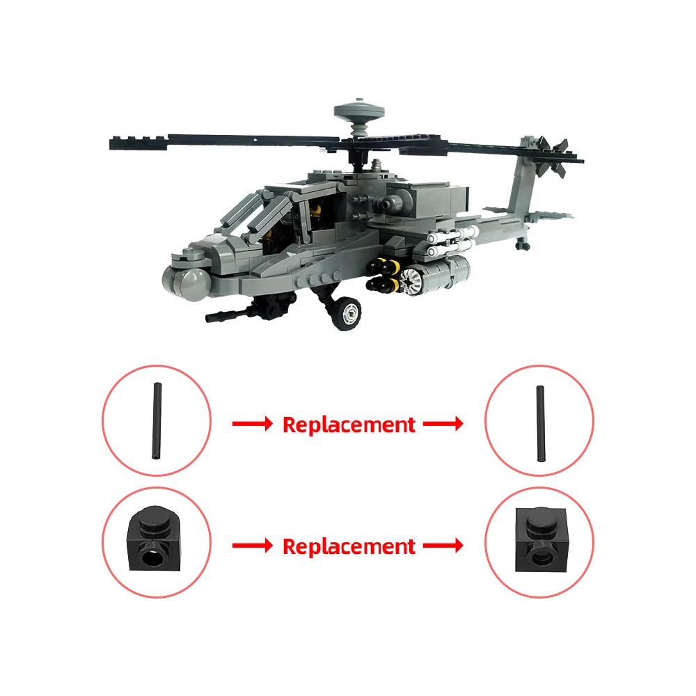 Educational Building Block Set AH64D Apache Longbow Military Helicopter DIY Brick Kit For Kids Birthday Gift - ToylandEU