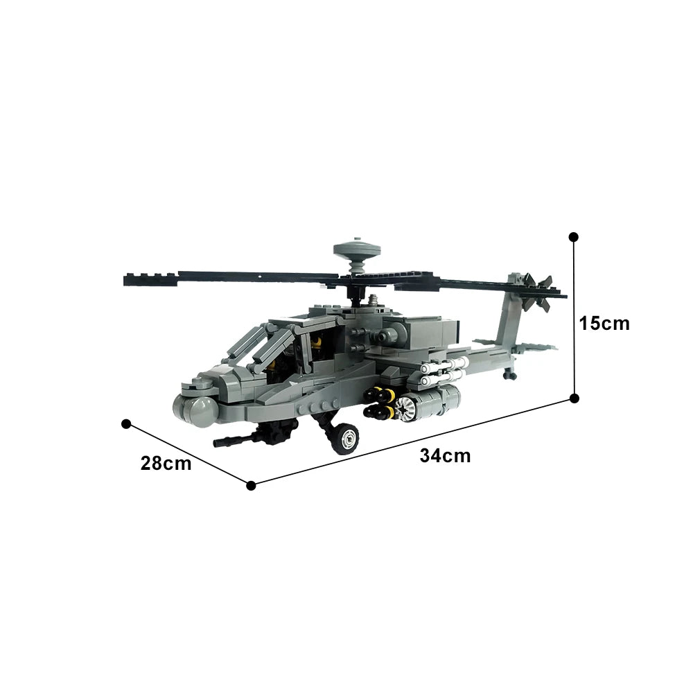 Educational Building Block Set AH64D Apache Longbow Military Helicopter DIY Brick Kit For Kids Birthday Gift - ToylandEU