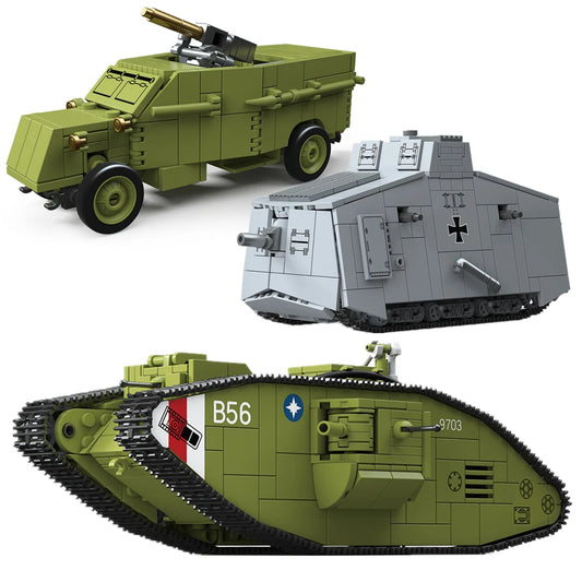 Educational Building Block Set World War I Heavy Tank Mk V A7V Model Lego Compatible For Children - ToylandEU
