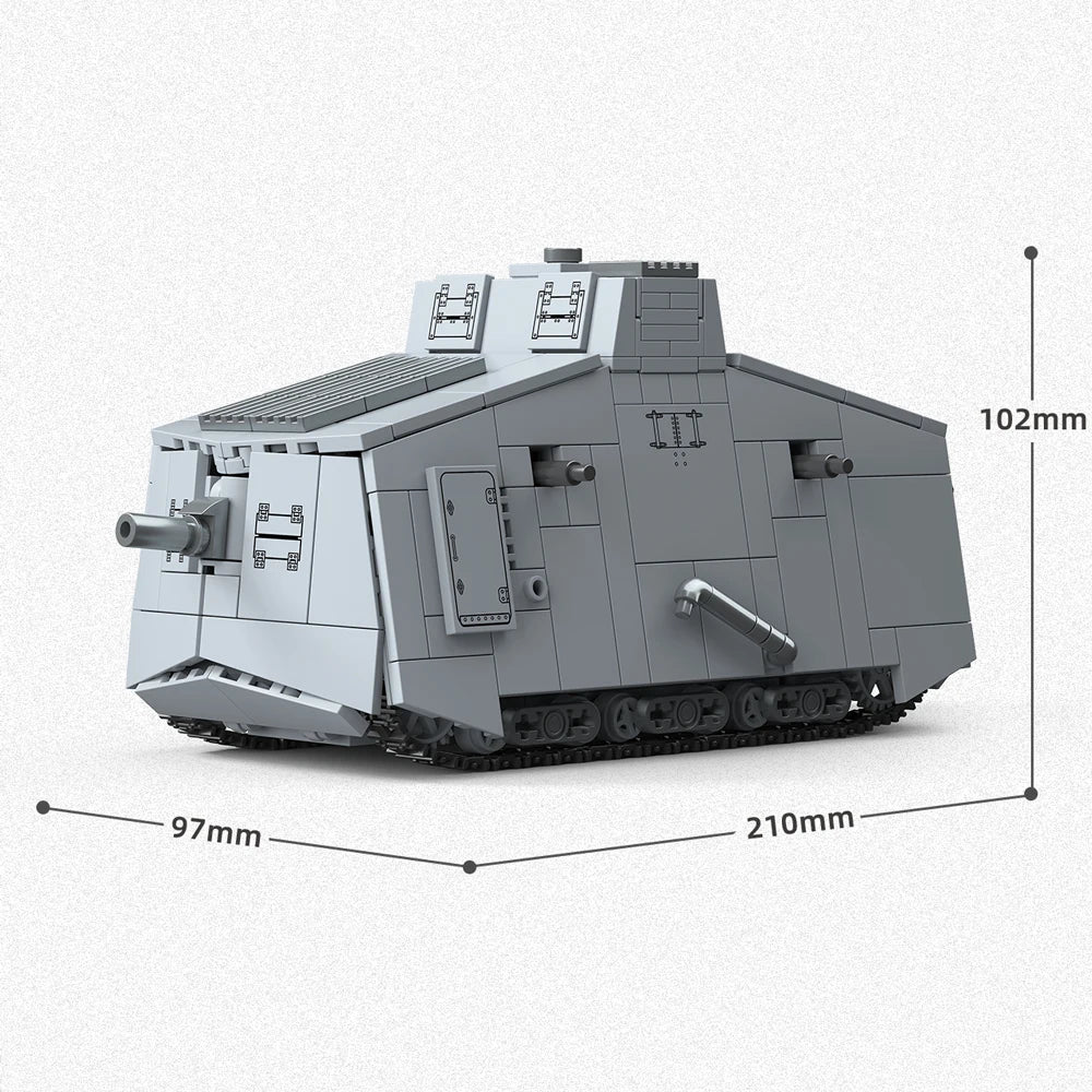 Educational Building Block Set World War I Heavy Tank Mk V A7V Model Lego Compatible For Children - ToylandEU