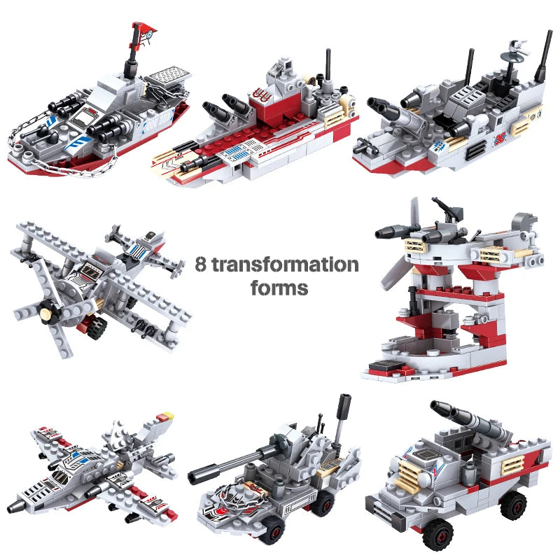 Educational Building Blocks 1068 PCS 8 In 1 Military Warship Ocean Cruiser Set For Children - ToylandEU
