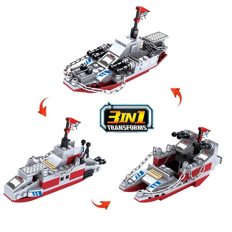 Educational Building Blocks 1068 PCS 8 In 1 Military Warship Ocean Cruiser Set For Children - ToylandEU