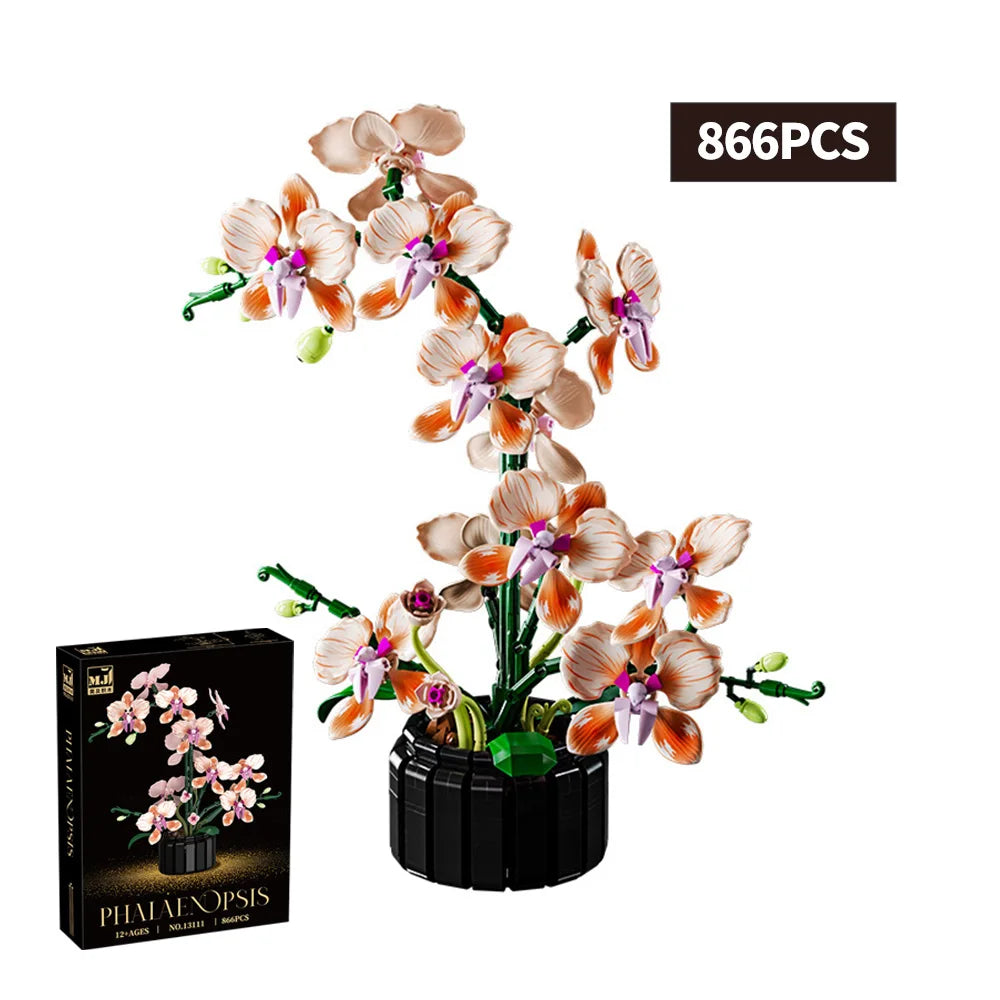 Educational Building Blocks Lego Compatible Set 866 Pieces City Mini Orchid Potted Plants For Kids Gift - ToylandEU
