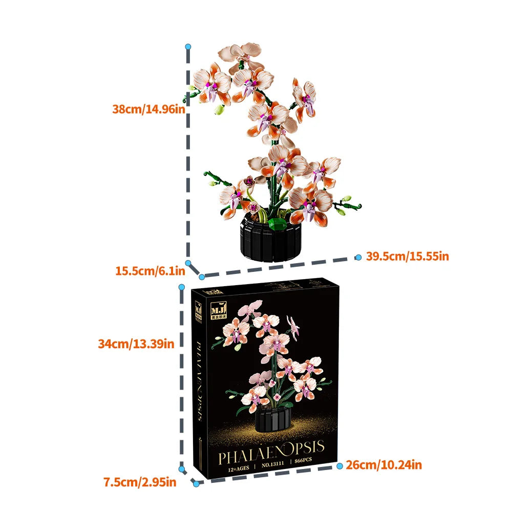 Educational Building Blocks Lego Compatible Set 866 Pieces City Mini Orchid Potted Plants For Kids Gift - ToylandEU