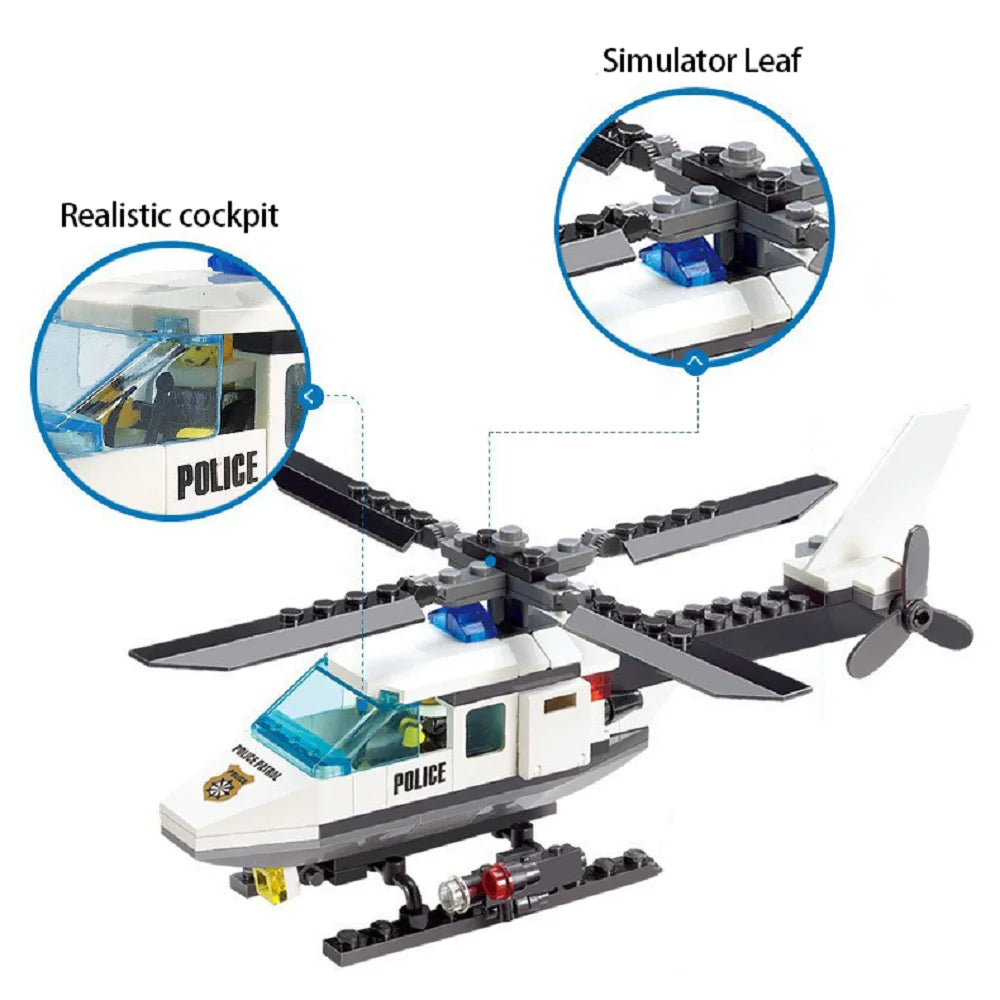 Educational Building Blocks Set City Police Helicopter For Kids Compatible With Lego Creative Assembly Toy - ToylandEU