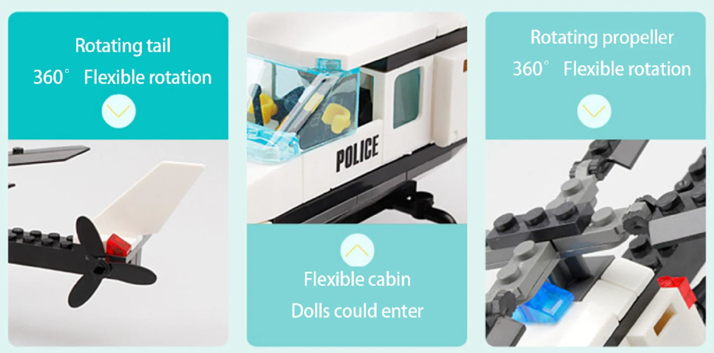 Educational Building Blocks Set City Police Helicopter For Kids Compatible With Lego Creative Assembly Toy - ToylandEU