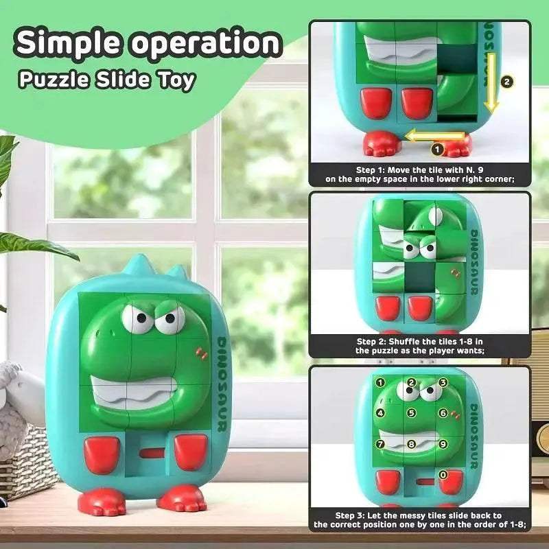 Educational Cartoon Dinosaur Slide Puzzle Game for Children Aged 6 to 12 Years - ToylandEU