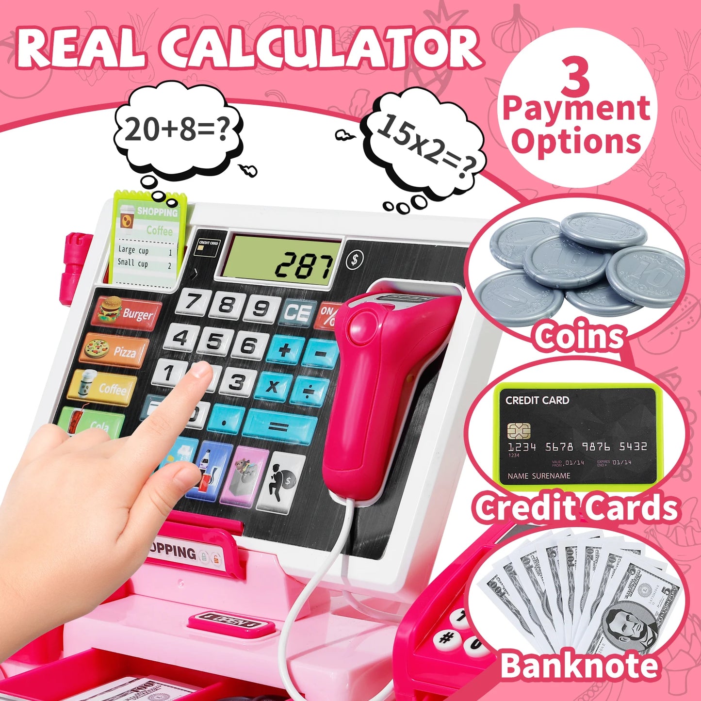Educational Cash Register Playset With Real Calculator For Kids Aged 3 To 6 Great Learning Toy Gift - ToylandEU