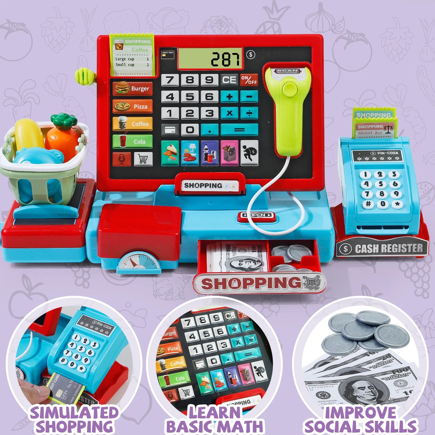 Educational Cash Register Playset With Real Calculator For Kids Aged 3 To 6 Great Learning Toy Gift - ToylandEU