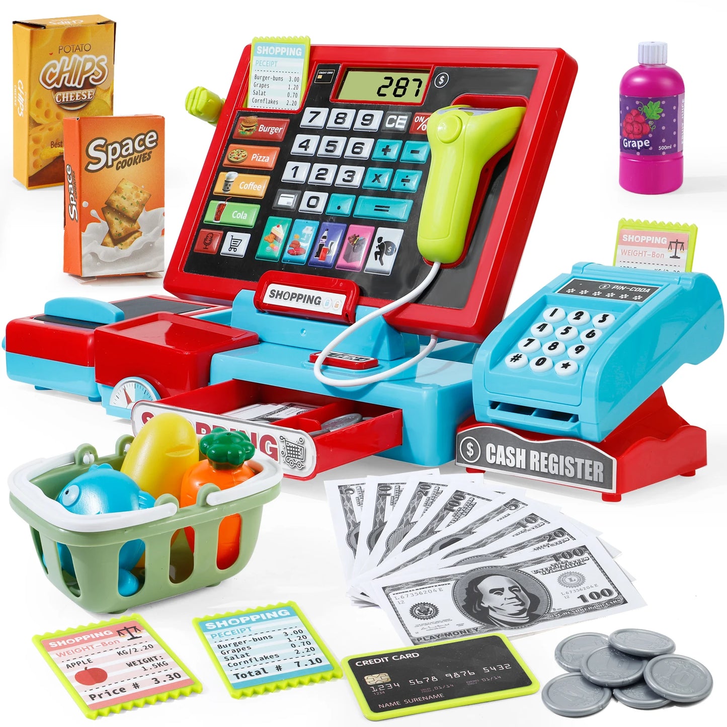 Educational Cash Register Playset With Real Calculator For Kids Aged 3 To 6 Great Learning Toy Gift - ToylandEU