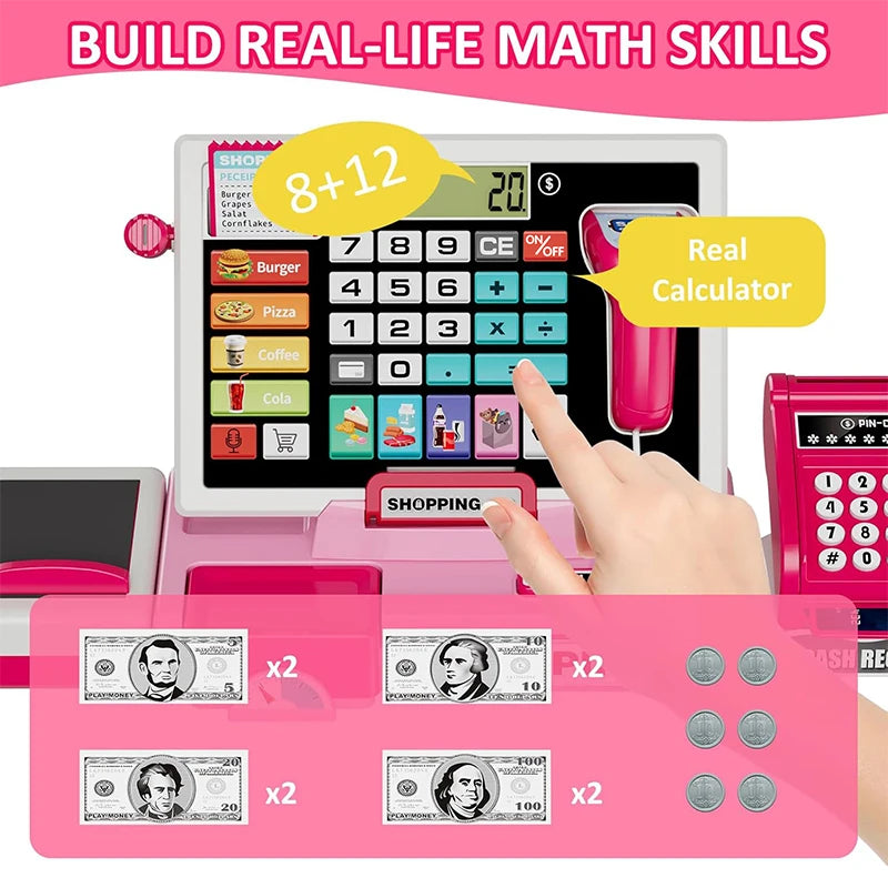 Educational Cash Register Playset With Real Calculator For Preschoolers Ages 3 To 6 Gift - ToylandEU