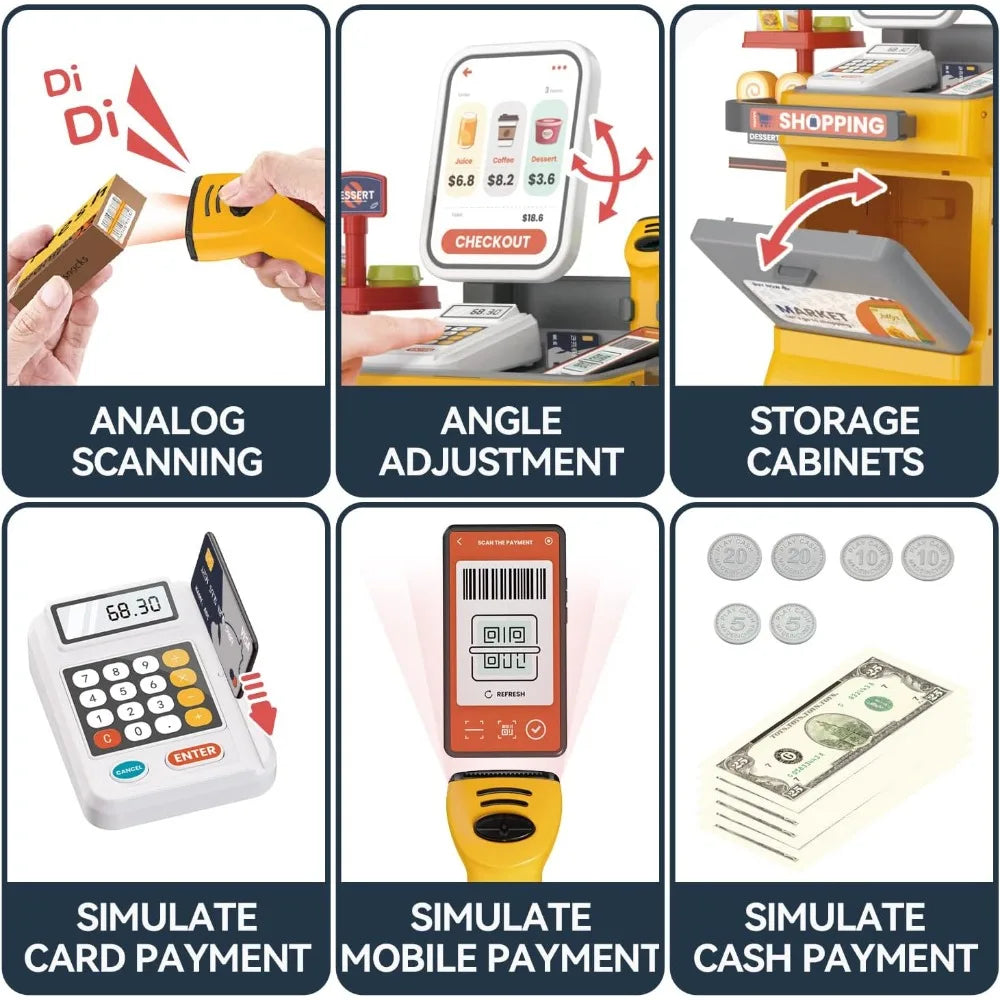 Educational Cash Register Playset With Scanner And Card Reader And Money Calculator For Kids - ToylandEU