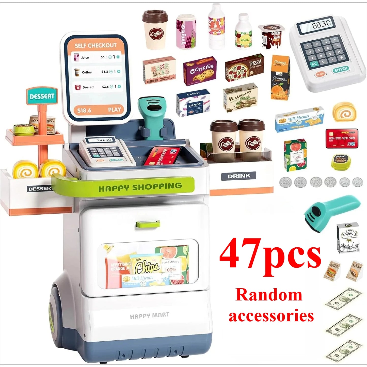 Educational Cash Register Playset With Scanner And Card Reader And Money Calculator For Kids - ToylandEU