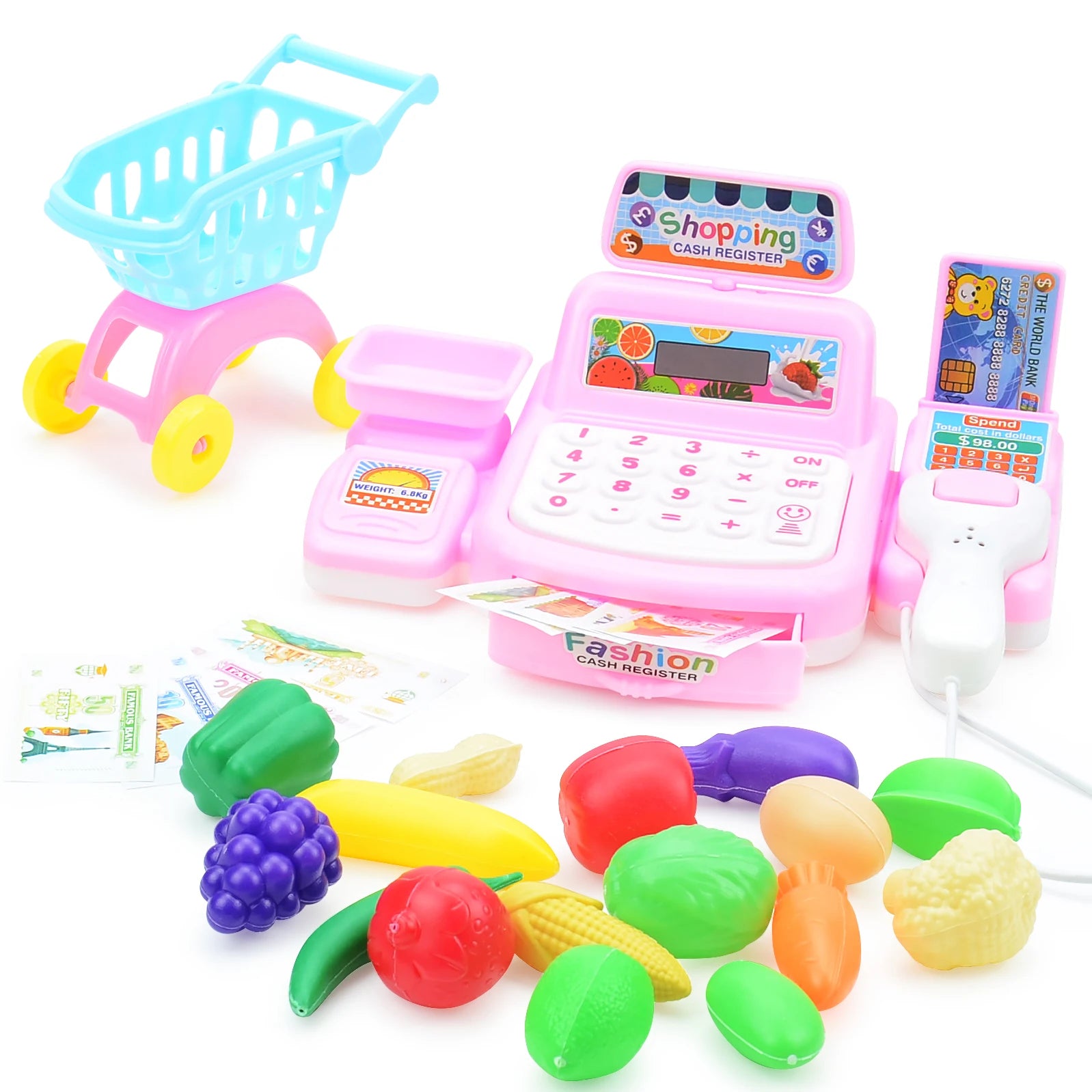 Educational Cash Register Set Realistic Cashier Simulation For Preschoolers Ages 3 To 6 - ToylandEU