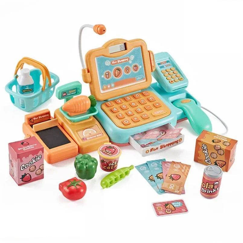 Educational Cash Register Toy With Mini Food Market Role Play Gift For Young Girls - ToylandEU