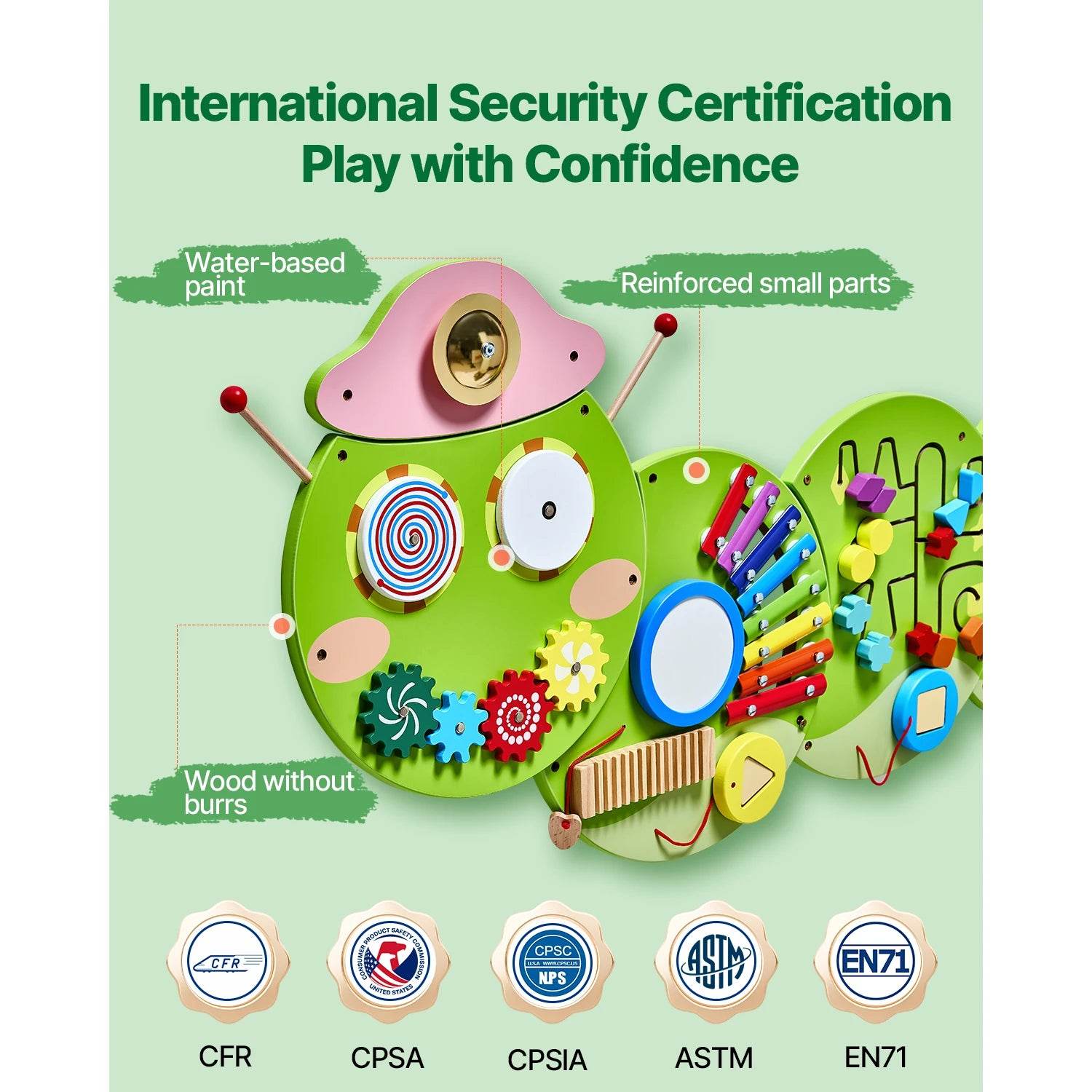 Educational Caterpillar Wall Busy Board 12 Activities Kids - ToylandEU