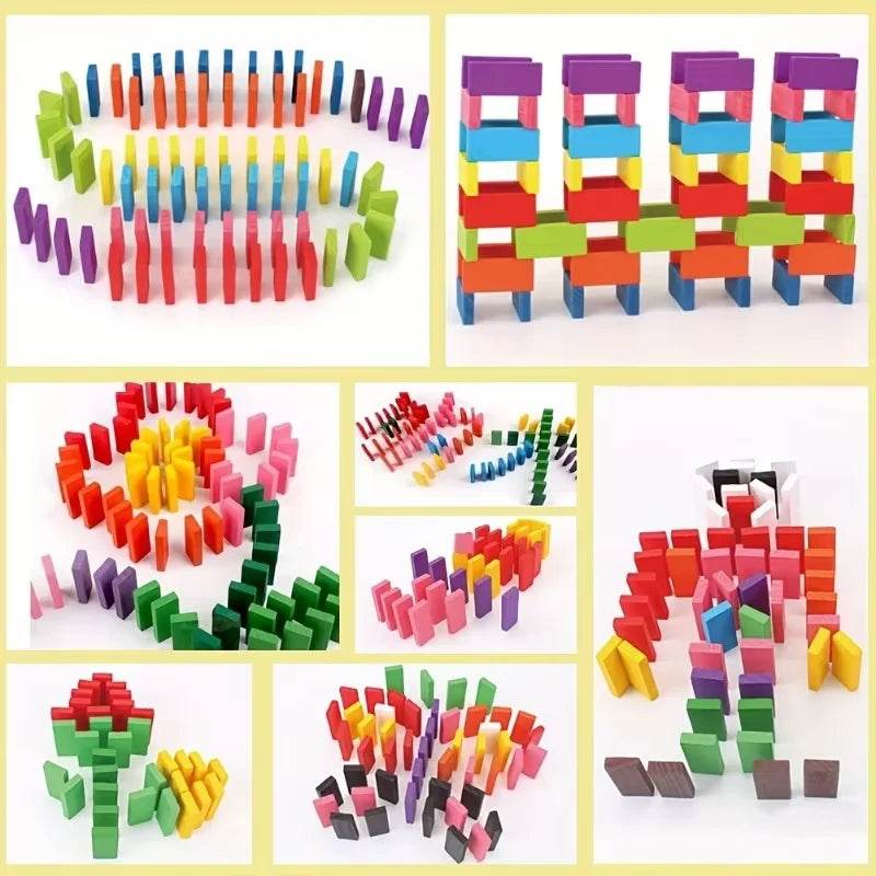 Educational Domino Block Set Rainbow 100 Piece For Children - ToylandEU