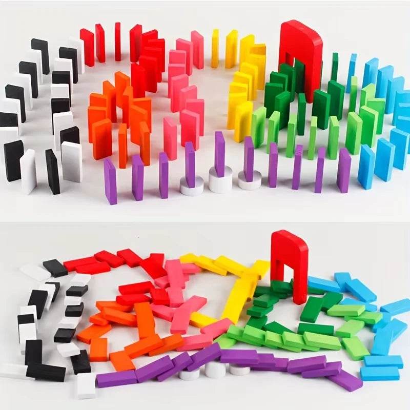 Educational Domino Block Set Rainbow 100 Piece For Children - ToylandEU