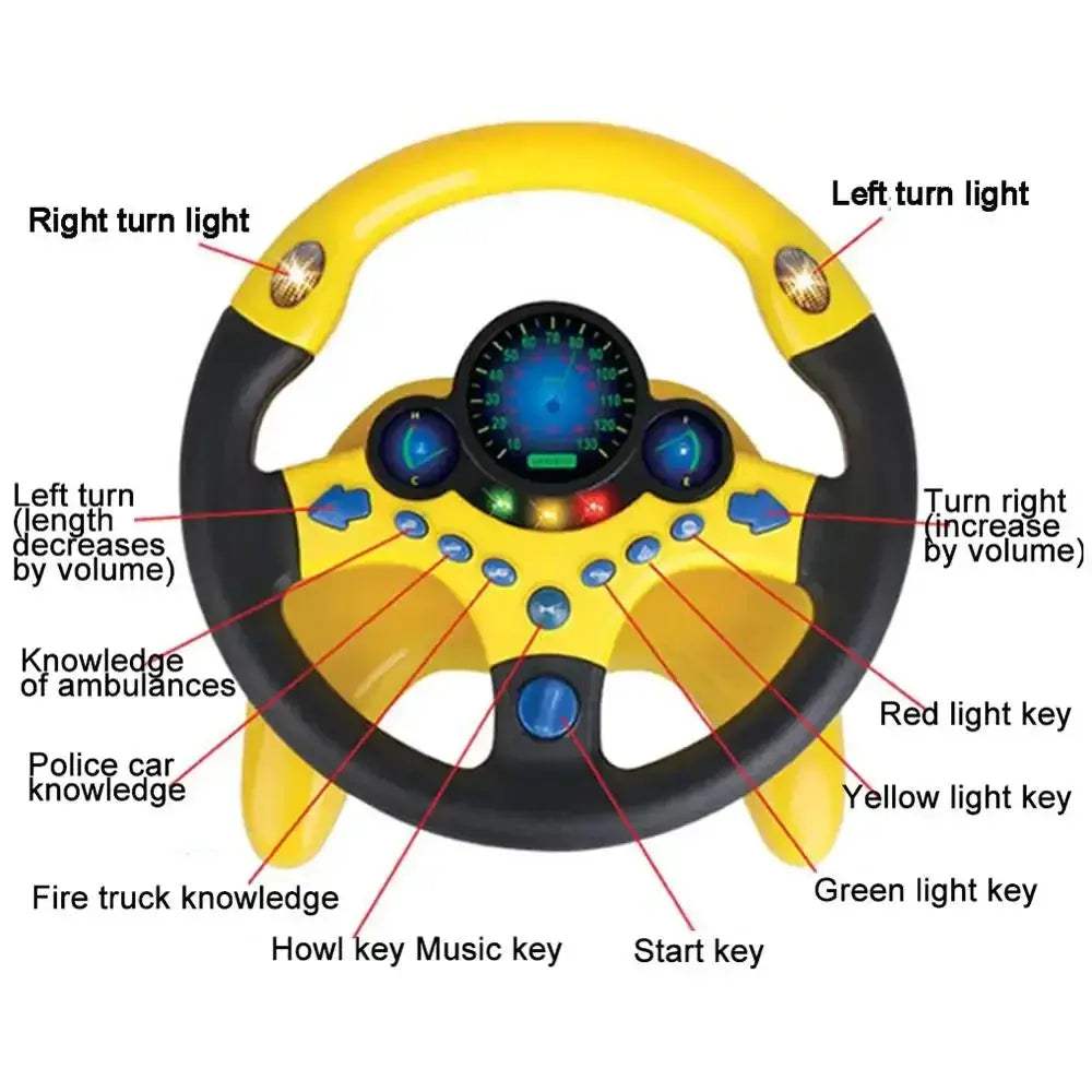 Educational Electric Driving Steering Wheel Toy With Lights And Sound - ToylandEU