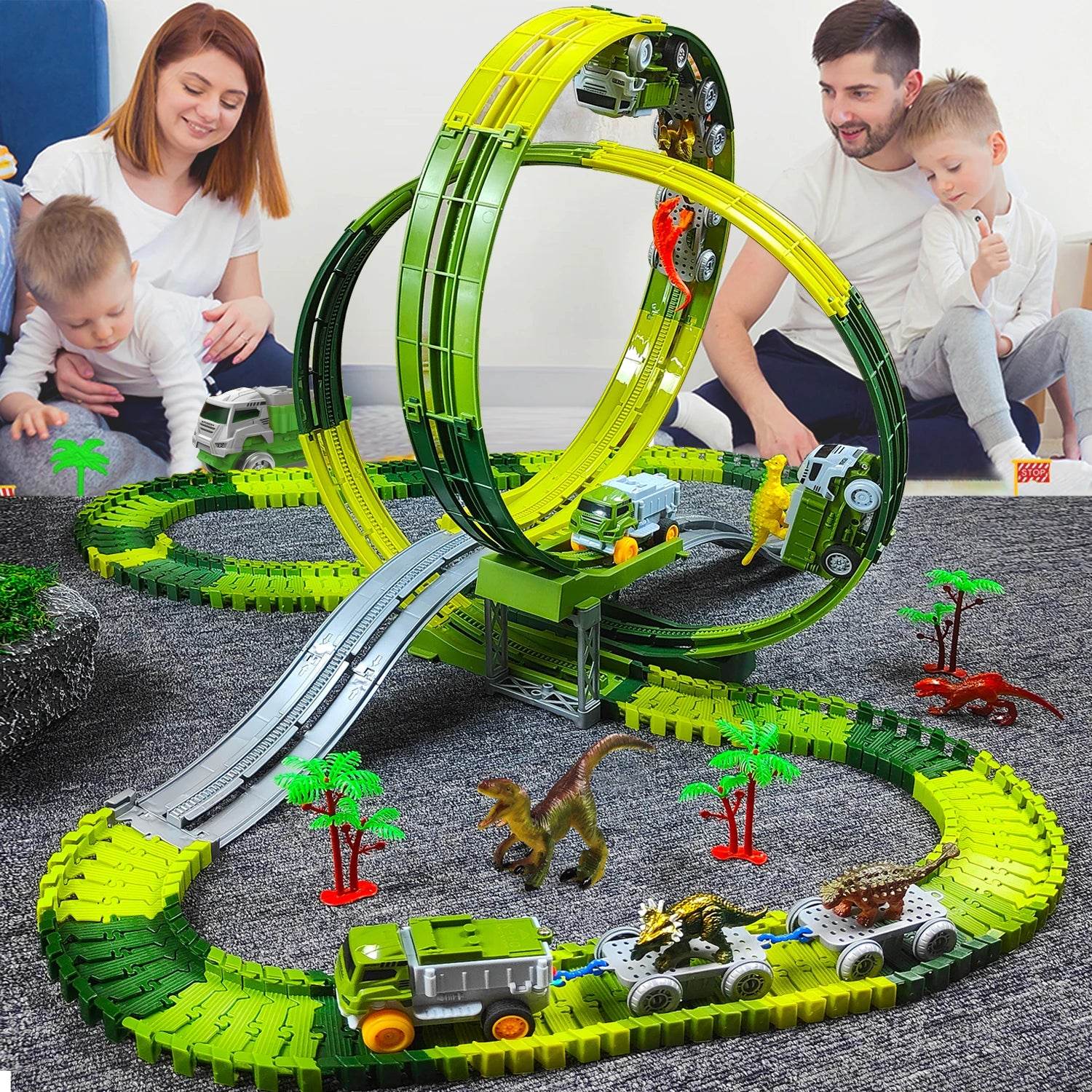 Educational Electric Track Toy Car Dinosaur For Kids - ToylandEU