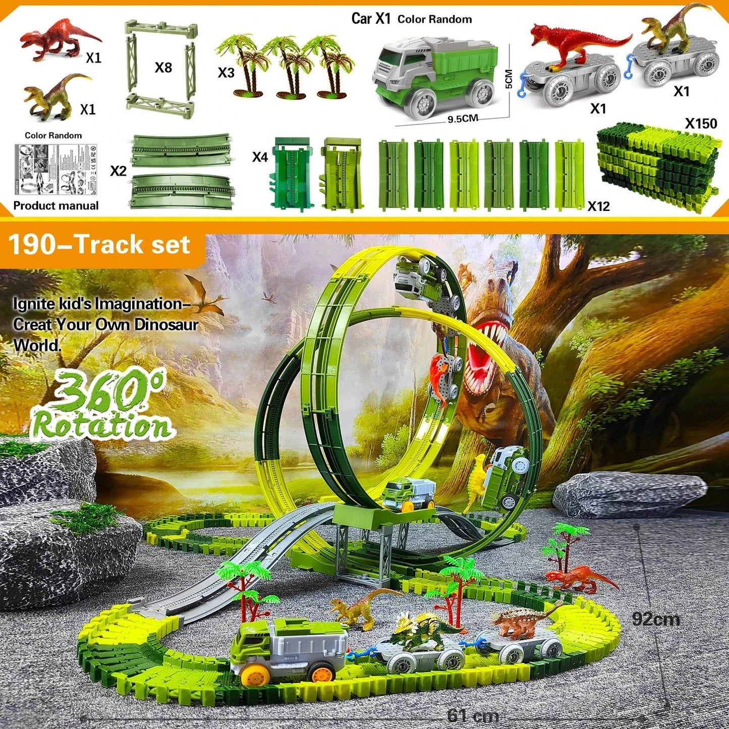 Educational Electric Track Toy Car Dinosaur For Kids - ToylandEU