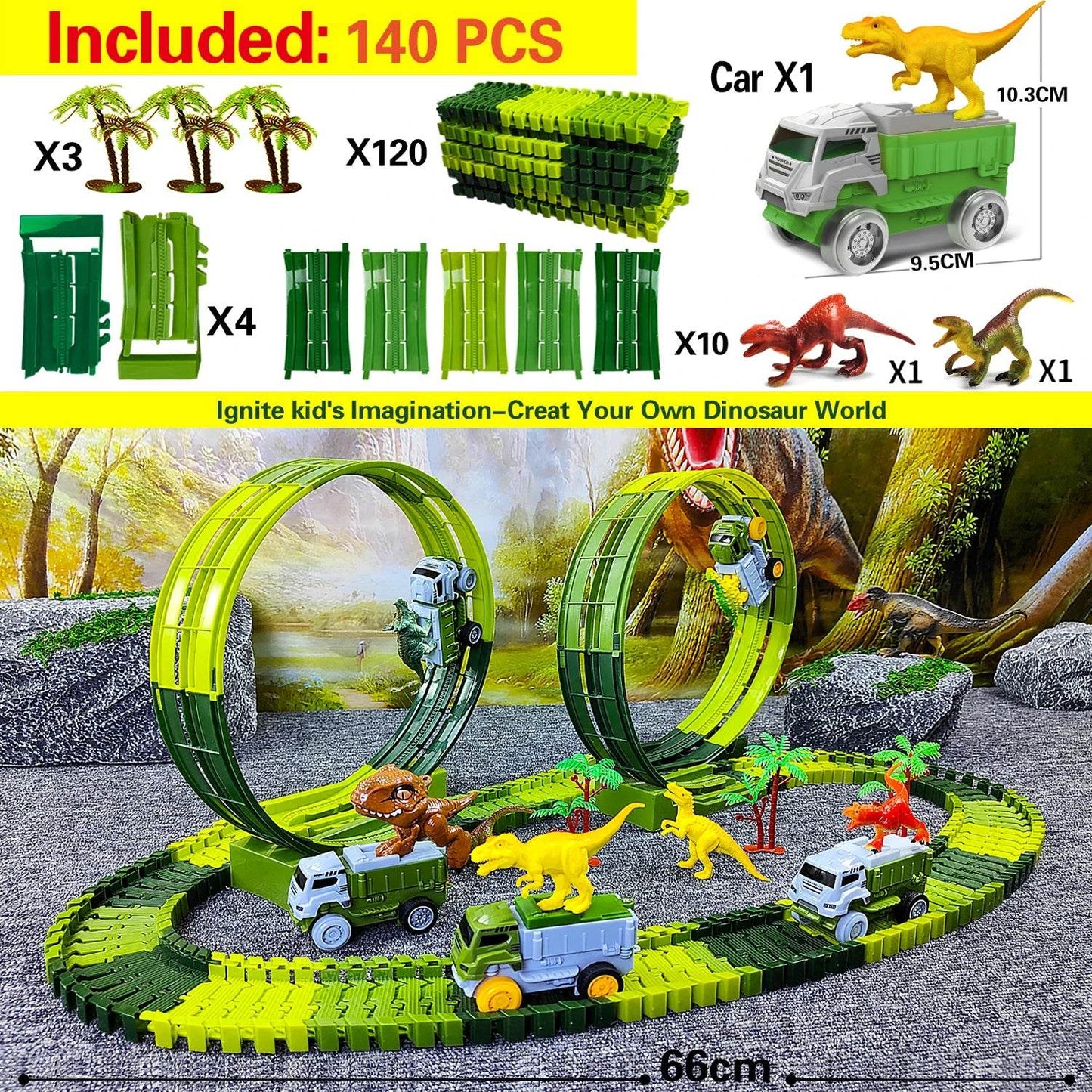 Educational Electric Track Toy Car Dinosaur For Kids - ToylandEU