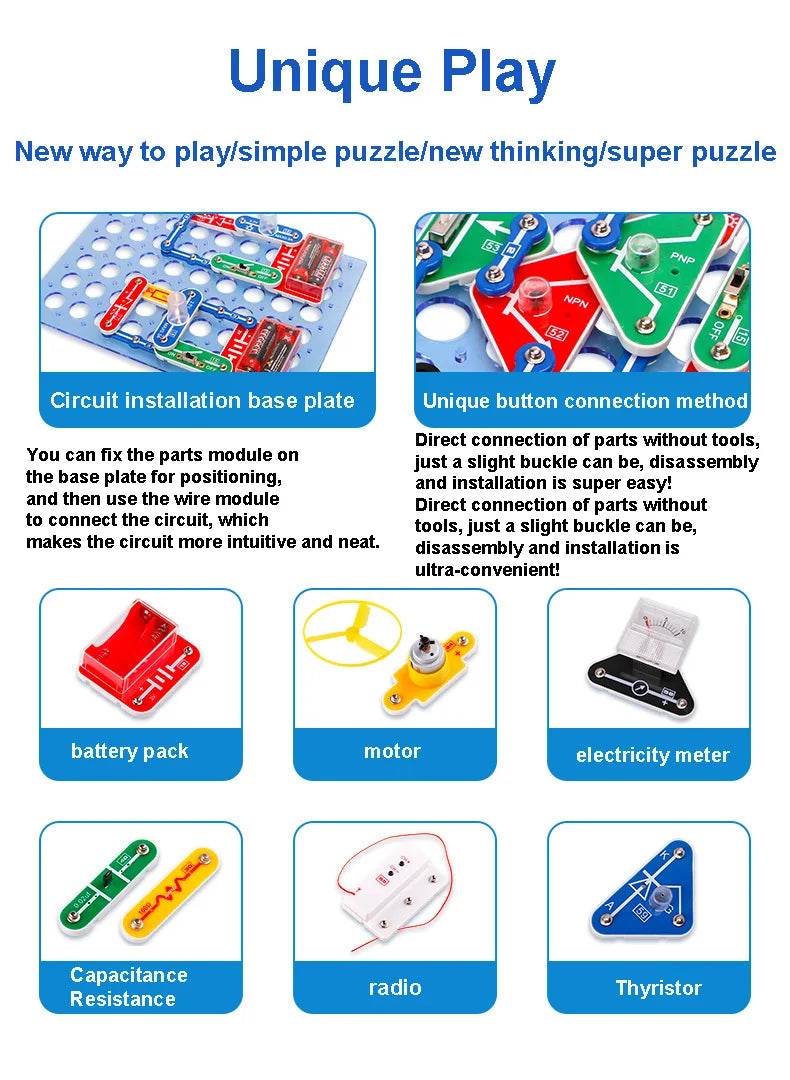 Educational Electronic Building Blocks Circuit Kits Kids - ToylandEU