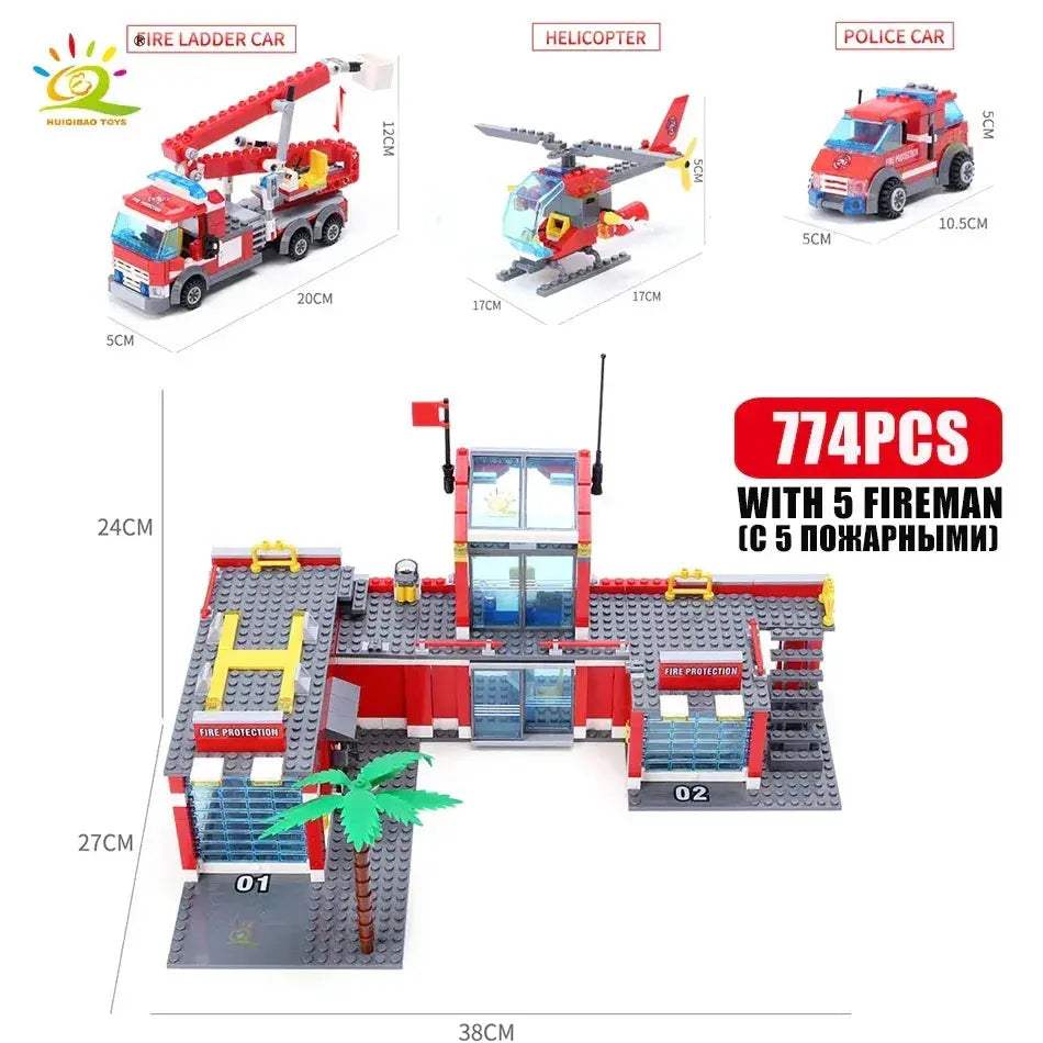 Educational Fire Station Building Blocks Set For Kids 774 Pieces - ToylandEU