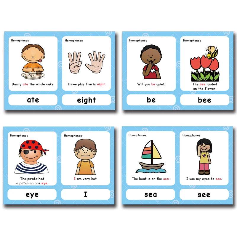 Educational Homophones Flash Cards 46 Homonyms For Kids - ToylandEU