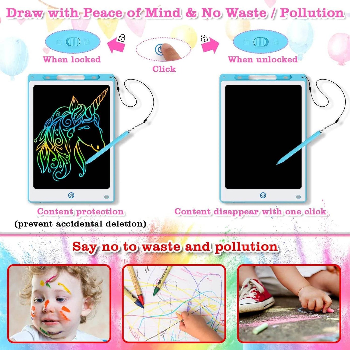 Educational LCD Graphic Tablet Color Cartoon Display Kids - ToylandEU