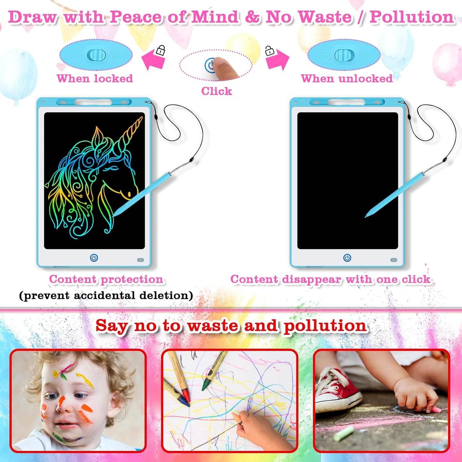Educational LCD Graphic Tablet Color Cartoon Display Kids - ToylandEU