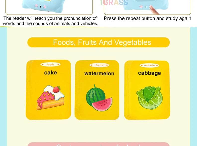Educational Learning Talking Flash Cards for Kids Audio Book Gift English Russian Spanish French - ToylandEU