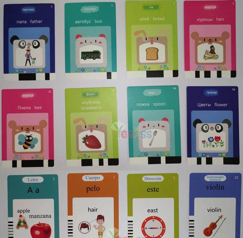 Educational Learning Talking Flash Cards for Kids Audio Book Gift English Russian Spanish French - ToylandEU
